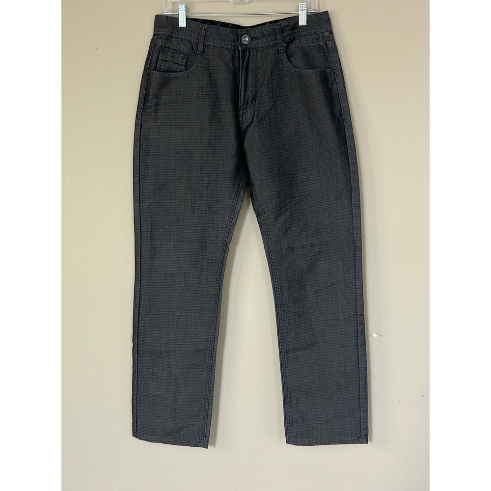 RNZ Premium Denim Wear Mens Grey Textured Straight Leg Jeans Size 34 Cotton